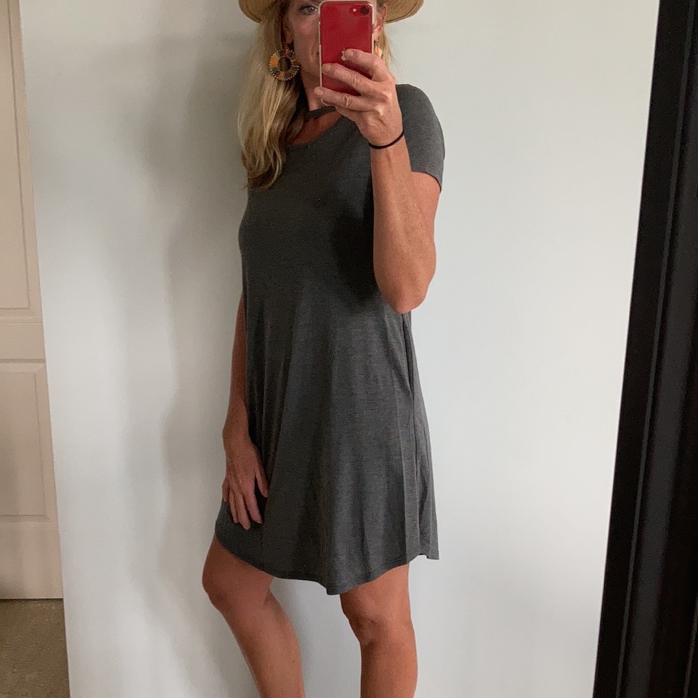 Grey Cutout Detail Shift Dress - Picture 8 of 14